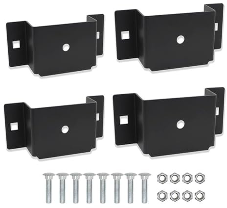 Vilgftyiet Soporte de metal para remolque para marco de madera de 2 x 4 pulgadas, compatible con camiones planos, juego de 4 piezas con accesorios de montaje, color negro
