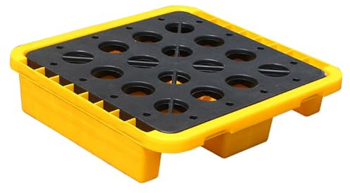 XBTGS Palé modular de contención de derrames con drenaje, solución a prueba de fugas para derrames de aceite y productos químicos en almacenes y talleres, 72 x 72 x 16 cm, 72 x 72 x 16 cm, 72 x 72 x