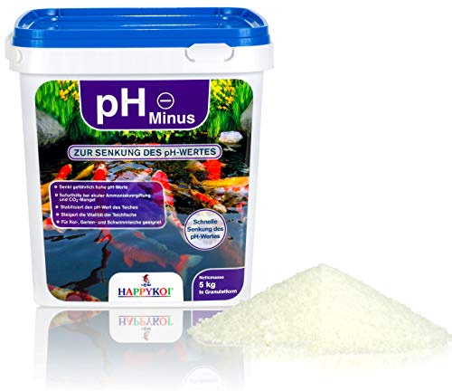 HAPPYKOI® pH Minus 5 kg | Zur schnellen Senkung des pH-Wertes im Teich & Pool - pH Senker in Granulatform - Teichpflege & Wasserpflegemittel Koi Fischteich Gartenteich Schwimmteich