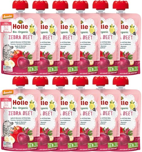 HOLLE Zebra Beet Pouchy Apfel & Banane mit Rote Bete (12x100ml)