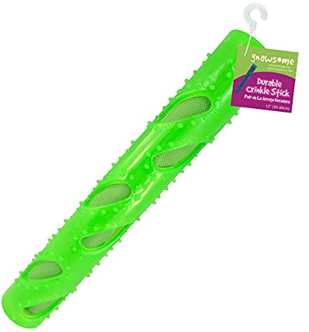 Gnawsome Dog Toys - 12” Crinkle Stick - Dental & Gum Wellness - Stimulating Fun - Hidden Squeaker - Durable for Heavy Chewers - 100% BPA-Free - Assorted Colors