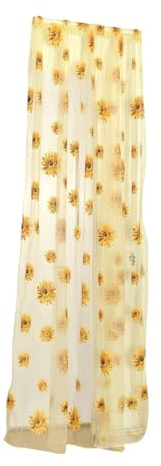 BESPORTBLE Transparent Tulle Window Screen Window Sheer Rod Pocket Voile Curtains with Sunflowers Pattern for Kitchen Living Room Bedroom