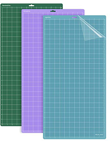 REALIKE VarietyGrip Schneidematte für Cricut Explore One/Air/Air2/Maker,12x24 Zoll30.48cm X60.96cm3er-Pack Klebstoff klebrig Cutting Mat Flexibler rutschfester Ersatz Vinyl zum Basteln