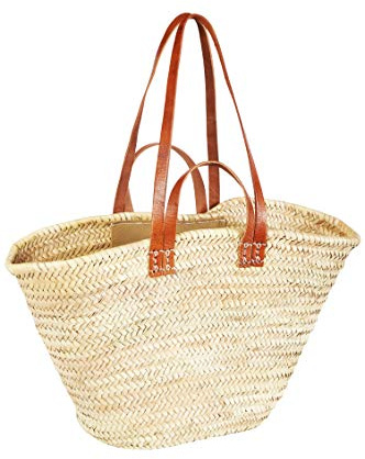 Bolsa de mimbre original Ibiza Palmera 55 cm grande | hoja de palma marroquí cesta de la compra trenzada XXL | Naturaleza Shopper Bandolera Bolsa de paja para hombre y mujer