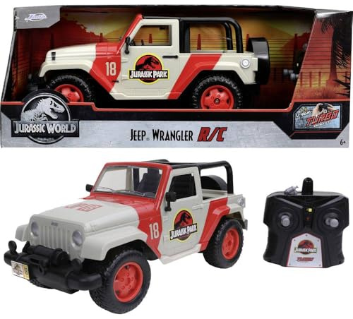 Jada Jurassic Park RC Jeep Wrangler 1:16, RC Auto, RC Spielzeug, RC Auto Kinder, bekannt aus der Filmreihe