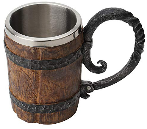 Boccale da birra in acciaio inox con manico, 550 ml, in resina, a doppio strato, regalo creativo per gli amanti della birra, per casa/festa/bar