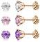 Artskin 3 Pairs Women's Stud Earrings Titanium Hypoallergenic Earrings Cubic Zirconia 6mm Girls Stud Earrings Rose Gold Earring Set for Sensitive Ears