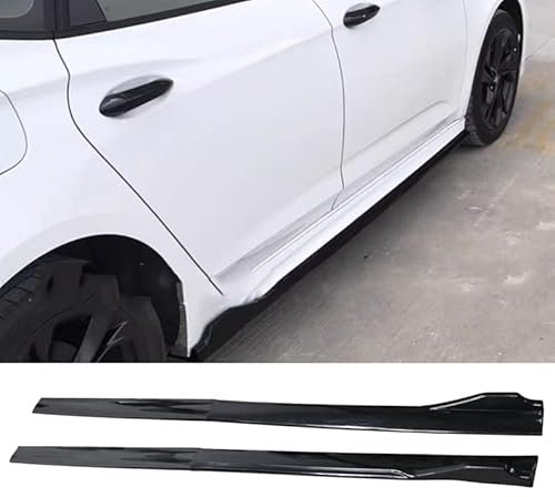 Auto Seitenschweller Flügeldiffusor für Volkswagen VW Passat CC Arteon ID.4 ID.5 Bora Jetta Golf CrossGolf,Universal Trittbretter Seitenschürze Seitenrock Splitter,A/Glossyblack