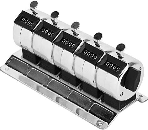 Pilipane 4-stelliger Mechanischer Zähler aus Metall,Handzähler, 0–9999, 5 Einheiten, Verbundener Manueller Clicker-Zähler Für Stich, Strickreihe, Häkelstich, Schiedsrichter, Golfschlag, Punktestand