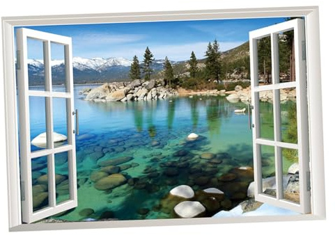 Angoily 3d Etiqueta De La Pared Ventana Falsa Calcomanías De Pared De Ventana 3d Etiqueta De La Pared Ventana Abierta Arte De La Pared De Bricolaje 3d Fondo De Pantalla Abrir La Ventana