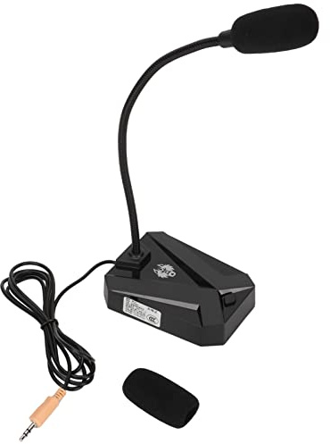 Microfono da Tavolo, Microfono per PC con Riduzione del Rumore, Design con Tubo in Metallo da 3,5 Mm, per Giochi per Conferenze Karaoke (Testa di leone)