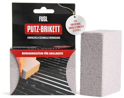 FUSL Putz-Brikett Reinigungsstein 1x – Effektive Reinigung für Grillrost aus Edelstahl, Gusseisen & Emaille – Umweltfreundlich aus recyceltem Glas – Bimsstein ohne Chemie, geruchslos & hautfreundlich