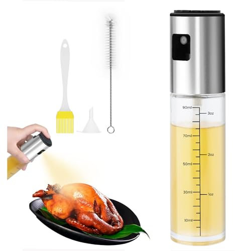 SinChic Vinaigre Bouteille Pulverisateur,100ml Vaporisateur Huile d'olive avec Brosse Entonnoir Spray Huile Cuisine pour Cuisine Salade Pain Cuisson BBQ