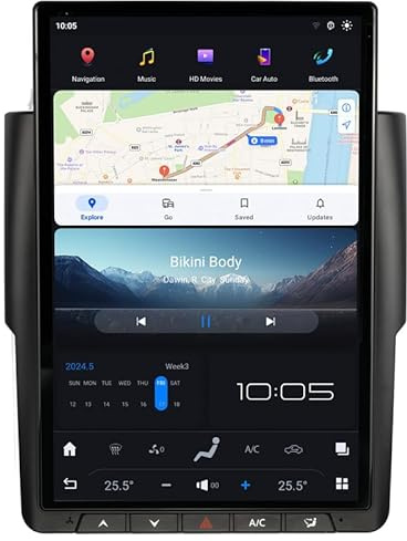NAKEVICH 14.4 Inch Qualcomm Android Car Radio for Dodge RAM 1500 2500 3500 2013-2018 Trucks Stereo Upgrade Tesla Style Head Unit Multimedia IPS Touch Screen Android Auto Player GPS Navigation