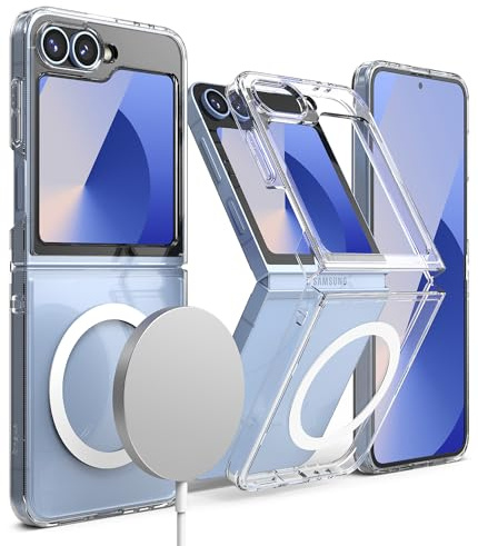 Ringke Fusion Magnetic für Samsung Galaxy Z Flip 7 FE / 6 Hülle, [Kompatibel mit MagSafe] Kratzfest Hart PC Weich TPU Transparent Handyhülle für Magnetisches Ladegerät/Zubehör - Clear