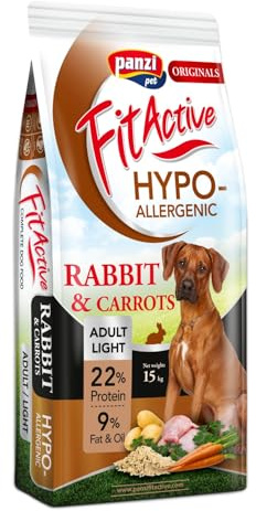 Panzi Pet - Fit Active Hypoallergenic Rabbit – Hundefutter mit Kaninchen ohne Huhn, Rind und Lamm – Hypoallergenes Trockenfutter für Sensible Hunde und Gewichtsmanagement – 15kg