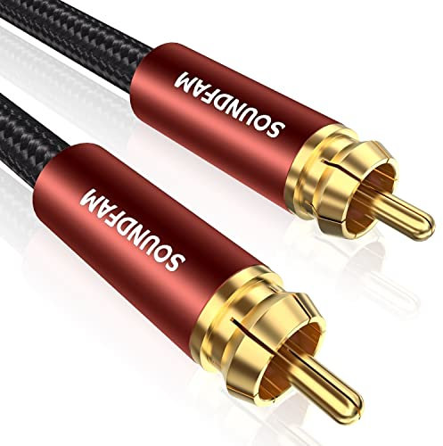 SOUNDFAM Cable de Subwoofer de Audio RCA Cable Coaxial de Audio Digital Con Conector Chapado en Oro de 24k, Doble Blindaje - 10M