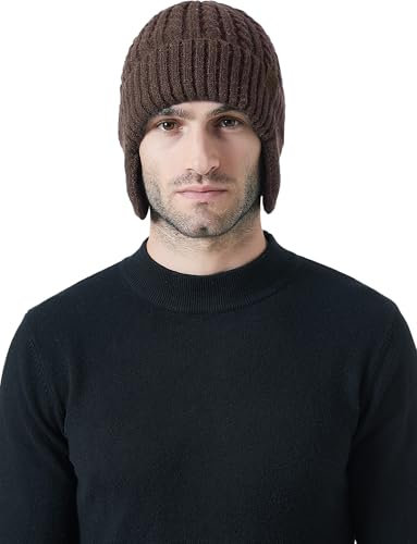 AIEOE Herren Strickmütze Beanie Mütze Unisex Damen Wintermütze Wollmütze Warmem Herrenmütze Dehnbare Weiche Mütze mit Bündchen Braun