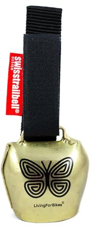 swisstrailbell® Mexico Edition Gold Bell: Black Mariposa, schwarzes Band, Fahrradklingel, Trailbell, Signalglocke