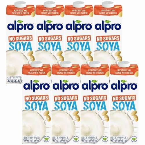 Alprodrink No Sugars Soya Milk 1L x 8, High Protein Plant Based Vegan Drink, Unsweetened Long Life UHT Non Dairy with Welari Thank You Card | (8pack)