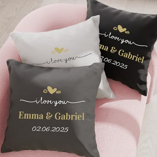 Bemaystar Coussin Personnalisé Cadeau Saint Valentin, 35x35 cm, Multicolore, Motif Cœur Amour, Polyester, Romantique, Lavable en Machine, 1 Unité, Pour Décoration Intérieure et Cadeaux