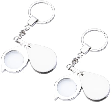 GIONAR Lot de 2 loupes de poche, grossissement 20x et 30x, mini loupe d'horloger, porte-clés en métal avec loupe, verre HD, portable