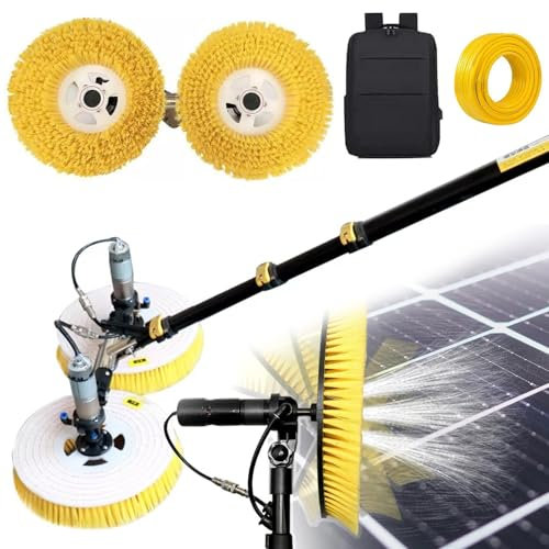 moupeaktain Waschbürste Mit Teleskopstiel Set, 7.5M Solar-Reinigungsbürste, 65cm Rotierend Bürstenkopf, Solar-Photovoltaik-Panel Reinigung, PV Anlage Reinigung