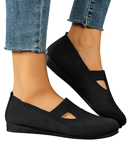 Chausson Ballerine Femme, Pied Large a Enfiler Chaussure Danse Latine Femme, Mocassin Compensées Plates Pantoufle Fermé Chaussures Randonnée Élégant