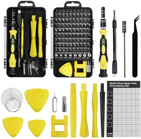PIWOSGOL Destornilladores Precision Kit, 122 en 1Juego de Magnético Destornillador de Precisión, Set Herramientas Precision Reparación per Switch, PS4, Joycon, Xbox, PC, Mac, Laptop, Gafas
