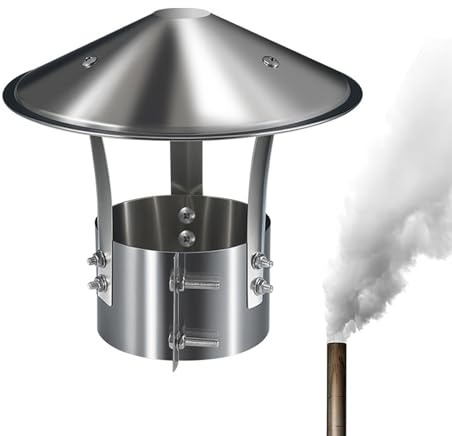 Comignolo Antivento，Copertura per Camino In Acciaio Inox，Cappa per Camino Antivento，Tappo per Camino Antipioggia per Tubo di Scarico Del Tetto, Cappuccio Protettivo In Rete(125 mm/4.92in)