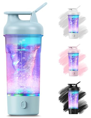 RDTOK Shaker proteinas electrico, 750ml shaker electrico con luz LED, mezclador de proteinas on USB C para polvo y batido de leche, tritan sin BPA (Azul)
