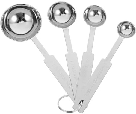 MAGICLULU 4 piezas Cucharas Medidoras de Acero Inoxidable con Diseño Ergonómico y Colgador Resistentes al Desgaste para Medir Ingredientes Secos y Líquidos Cocina y Repostería