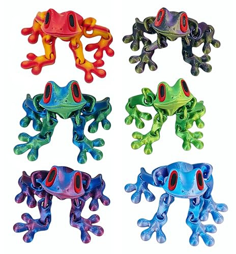 2026 New: doyyi Realistic 3D Printed Magnetic Frog - Movable Joint Fridge Magnets Set for Creative Home & Office Decoration, Kitchen Refrigerator Magnets (6pcs)