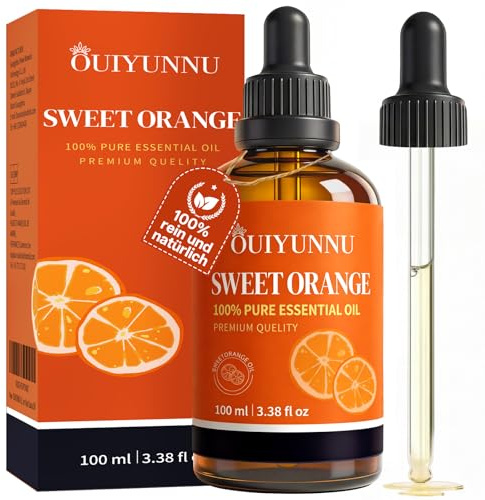 OUIYUNNU® Orangenöl - [100% NATURREIN] Kaltpressung - Raumduftspray - Ätherisches Öle Süßorange für Diffuser Duftöl, Aromatherapie, Massagen, Kerzen - 100ML