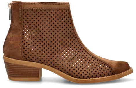 Etika Botines Calados de Entretiempo para Mujer, Diseño Casual de Caña Corta con Cremallera y Tacón Medio de 5cm, 31129 Camel - 40