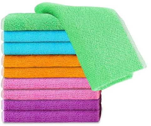 FDJZXW 10er Set Bambustücher zum Putzen, Bambus Tücher 23cm×18cm, Microfaser Putztuch zum Spülen & Reinigen, Bambus Putztücher, Ölbeständig und Leicht zu Reinigen, für Küche Bad Haushalt