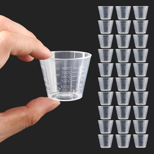 30PCS Five Units of Measurement Transparent Plastic Measuring Cups, 30ml/1.02oz Teusable Mini Medicine Cups, Suitable for Kitchen Baking, Laboratory Use and Measuring Medicine