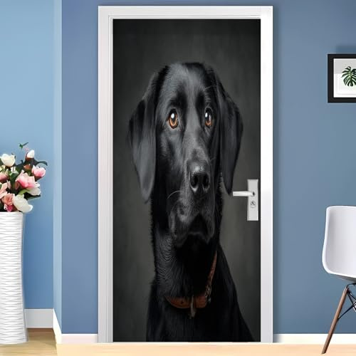 Dörrtapeter självhäftande djur labrador retriever dörrposter dörrklistermärken avtagbara vinyl dörrfolie fototapet svart väggmålning vardagsrum sovrum badrum 85 x 205 cm