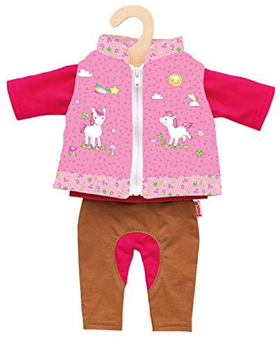 Heless 1070 - Bekleidungs-Set für Puppen, Reiter-Outfit Lina, 3 teilig mit Hose, Shirt und Weste, Größe 28 - 35 cm