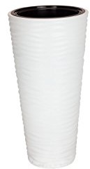 Form Plastic Blomkruka blomkruka inkl. insats vit struktur vågig glans H 57 cm Sahara