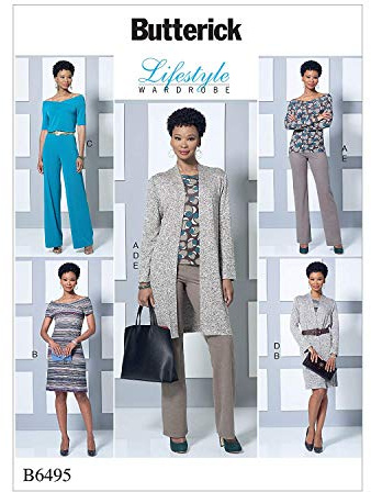 Butterick Patterns 6495 ZZ Misses Top/Dress/Jumpsuit/Jacket and Pants Sewing Pattern, Multi-Colour, Sizes Large - 2X-Large