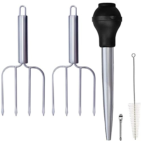 Truthahn Bratenspritze und Geflügelheber, 2 Stück, Edelstahl in Lebensmittelqualität, BPA-freies Silikon, spülmaschinengeeignet