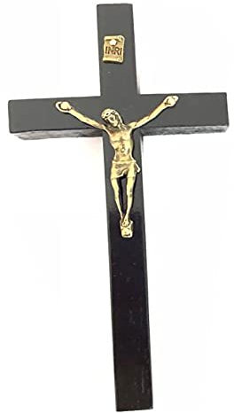 QYEW Crucifix Wall Cross Plaque Wall Hanging Catholic Crucifix Ornament to Decorate the Living Room, Study, Office Black