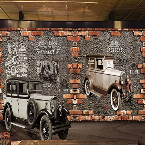 Murales de pared de ladrillo de coche Vintage Retro papel tapiz no tejido decoración de pared del dormitorio de la sala de estar 200(w) x140(H) cm