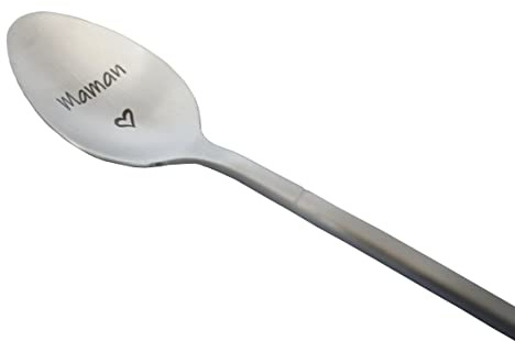 ZINELLO DESIGN - Cuillère avec Message d’Amour, Idee Cadeau Original et Personnalisé pour une Fête, Noël ou un Anniversaire, Cuillère à Café/Dessert avec son Coffret pour Offrir (Maman)