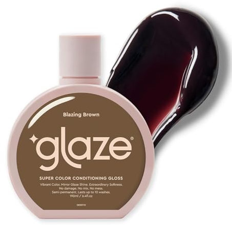 Glaze Glänzende Farbveredlungs Spülung 190ml (2-3 Anwendungen) Preisgekrönte Haarglanzbehandlung und semipermanentes Haarfärbemittel. Garantierte Ergebnisse in 10 Minuten, Strahlendes Braun