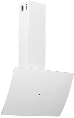 vidaXL Campana Extractora de Pared Cocina Soporte Ventilador Lámpara LED Forma Inclinada Fácil de Limpiar Acero Vidrio Templado Blanco 60 cm