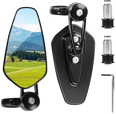Bicycle Mirror Handlebar End Plug HD Rear View Mirror, Bike Accessories Replacement Rotatable Angle Universal Dimensions City Snow Mountain Ebike Available (Black)