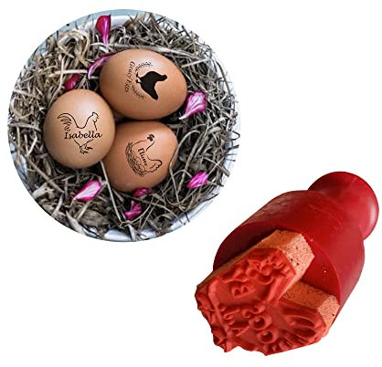 Godchoices personalisierte Eierstempel, benutzerdefinierte Gummi Hühnerei Labels Mini Stempel Bauernhof Frische Eier