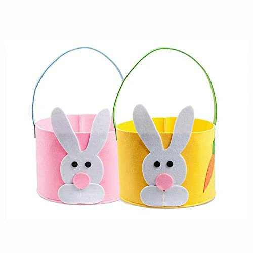 Yurosiay 2 Stück Ostertasche Filz Osterkorb Kinder Filz Osterkörbchen mit Griff Ostereiersuche Taschen Lieblich Osterhasen Korb Osterhase Filztasche Osternester zum Befüllen Ostern Taschen 3#